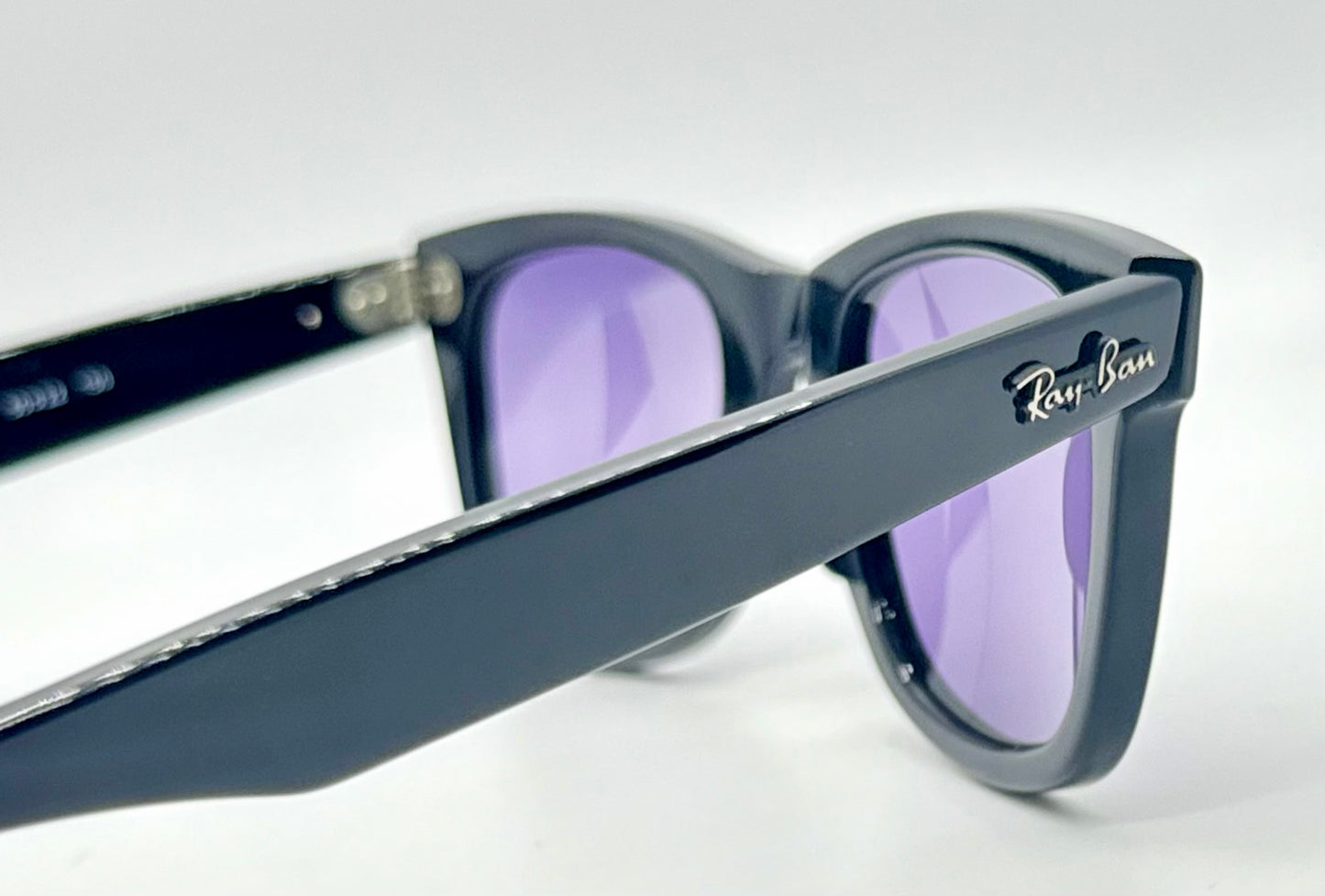 Ray-Ban RB5121 2000 Wayfarer Black w/ New Light Purple Custom Lenses–Full Kit