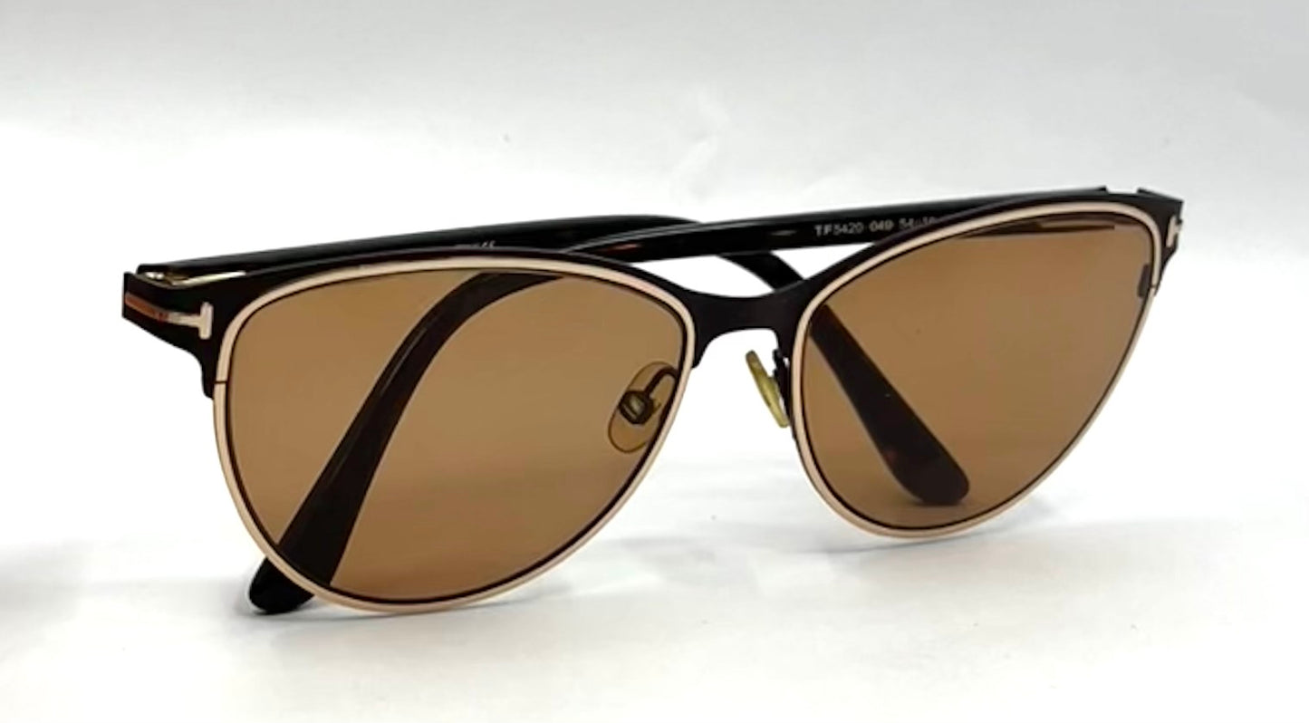 Tom Ford TF5420 049 Sunglasses-New Solid Tobacco Custom Lenses-Unworn w/Case