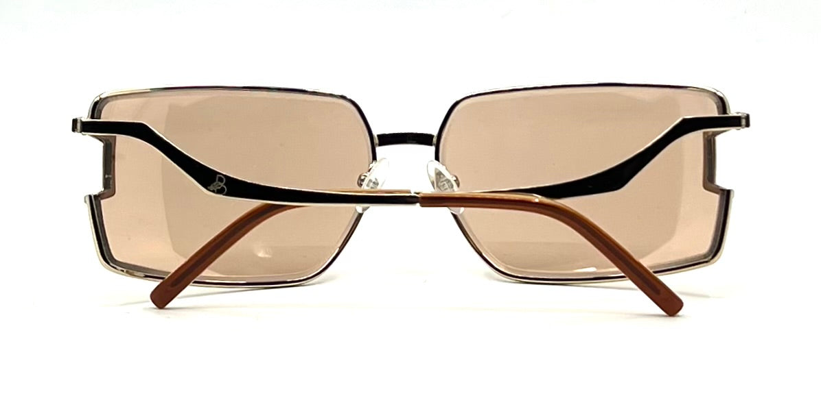 Basile 2135-Vintage Sunglasses 63mm Gold Italy Oversized Geometric Frame