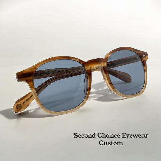 Garrett Leight Riley BTF Sunglasses w/New Pacific Blue Custom Lenses-Full Kit-Unworn-48mm
