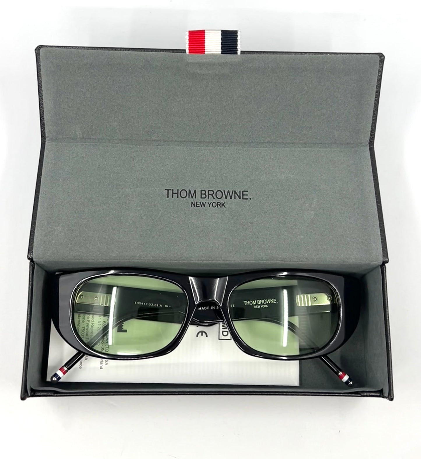Thom Browne TBX417-53-01 Black Sunglasses-New Day/Night Green Custom Lenses-Unworn