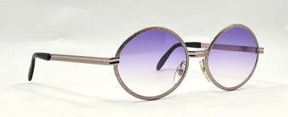 Celes-VINTAGE Italian Round Sunglasses-New Violet Gradient Custom Lenses-58mm