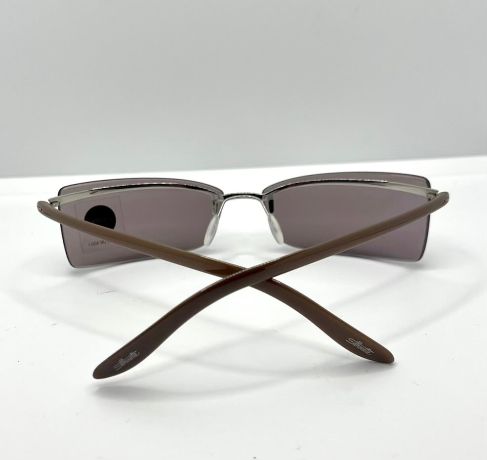 Silhouette 8596 10 6125 Vintage Sunglasses-Lavender Rimless Wrap Shield-Deadstock