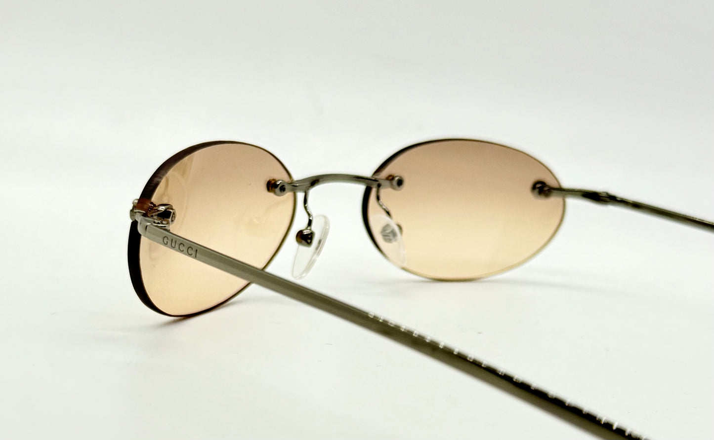 Gucci Gg1714|S 6Lb6P Rimless Oval Sunglasses 51-19-135 Deadstock Y2K Vintage