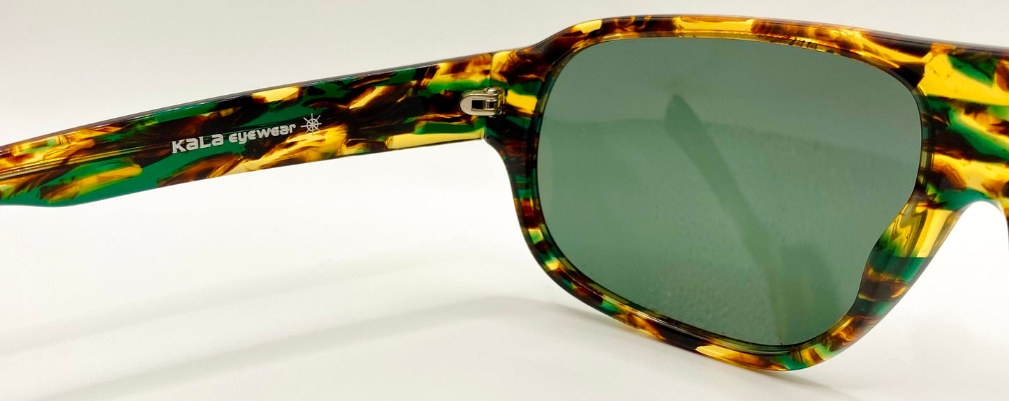 Deadstock Kala Eyewear - USA Made Green/Brown/Amber Tortoise Shell Sunglasses