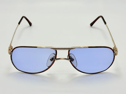 Vintage New/Deadstock Christian Dior 2553 41 Gold Plated Sunglasses with Custom Sky Blue Day/Night Lenses