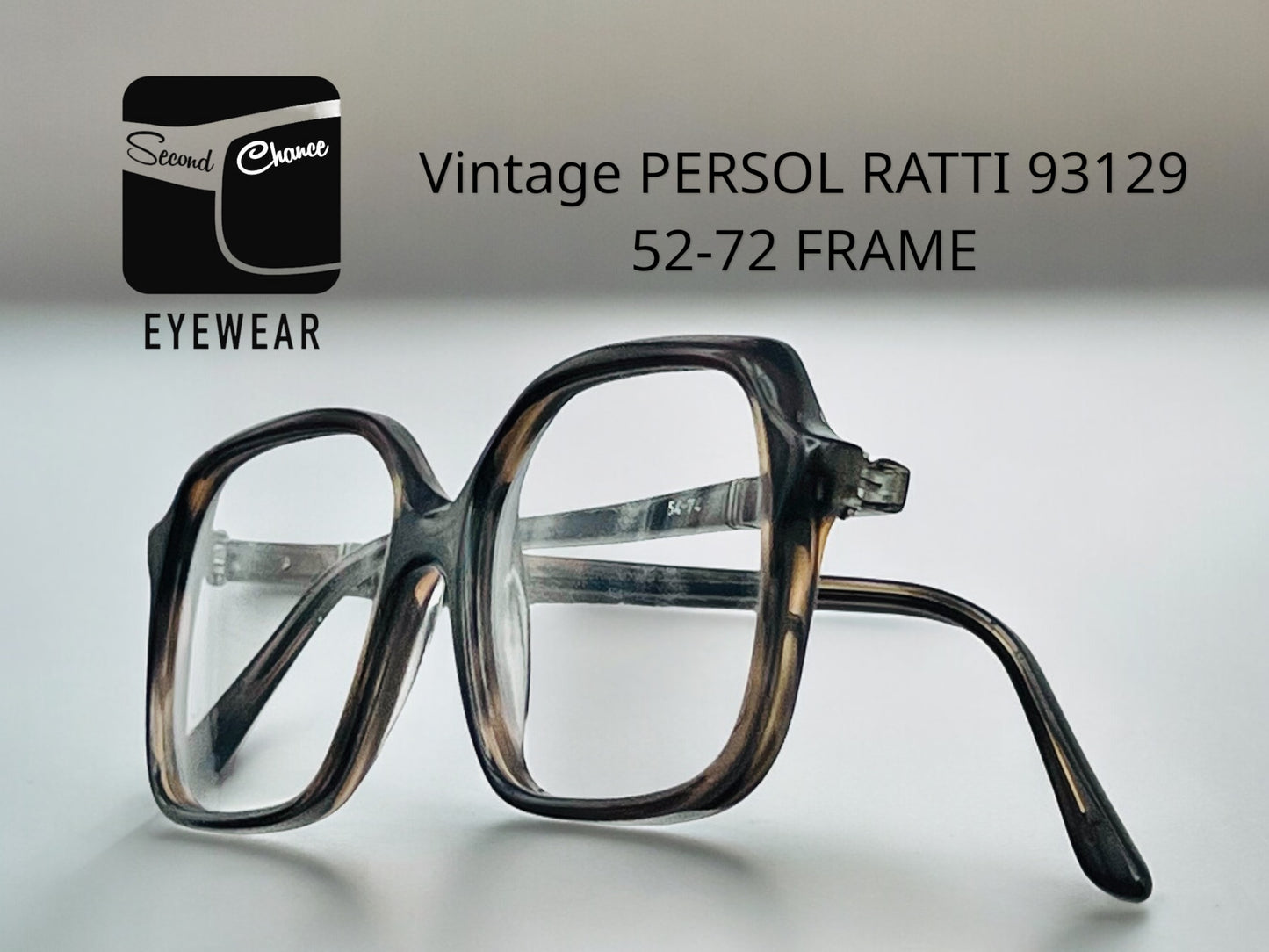 Vintage 1980s PERSOL RATTI Frame-Model 93129 52-72 Dark Tortoise-Made in Italy