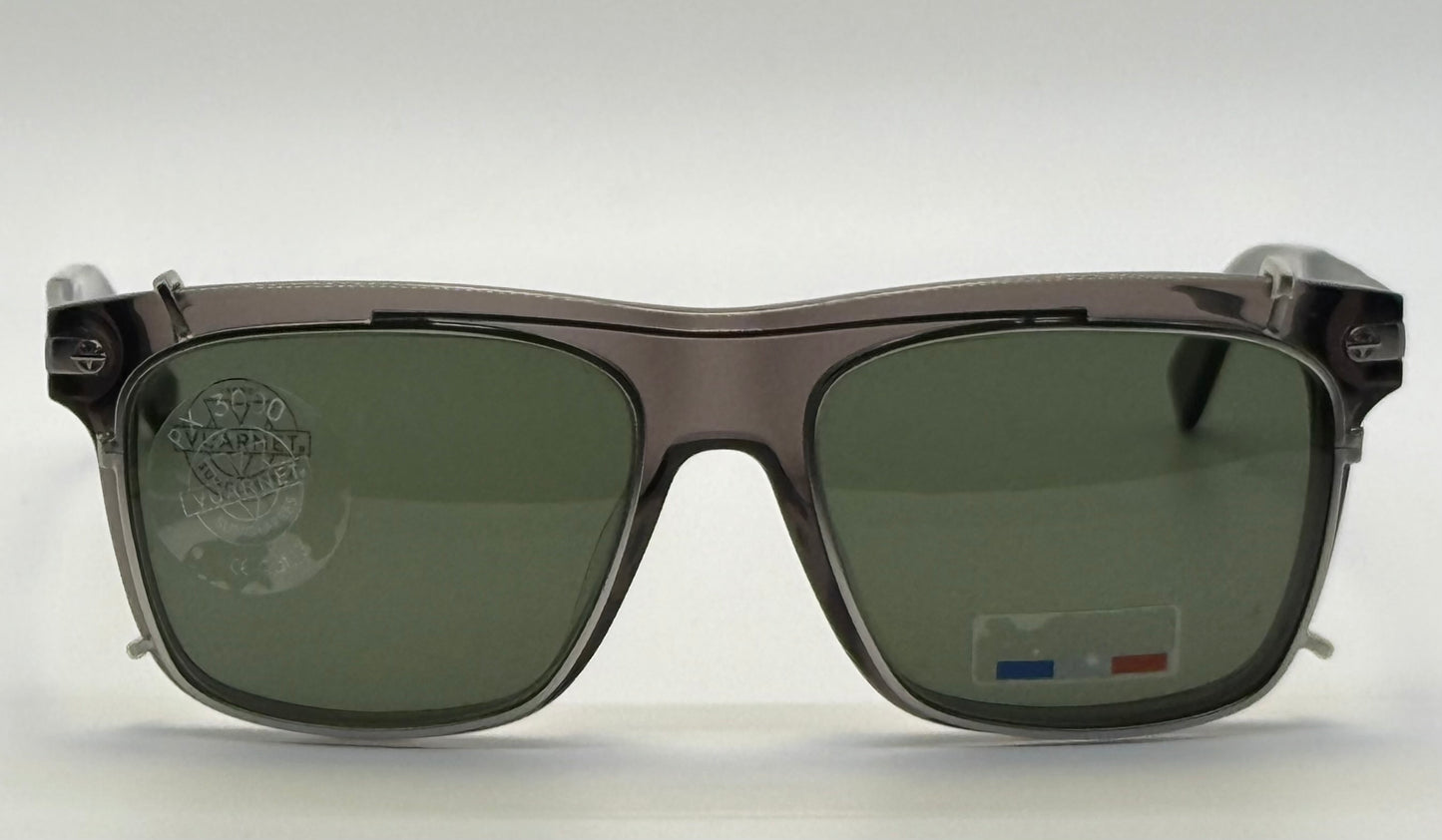 BRAND NEW/UNWORN Vuarnet VL1404 0004 Sunglasses – Translucent Grey Frames w/SX2000 Green Mineral Glass Clip-On Lenses