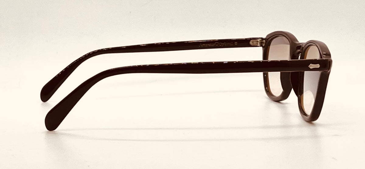 American Optical Vintage Hinge Wellington Chocolate Brown Zero Tint Eyeglasses