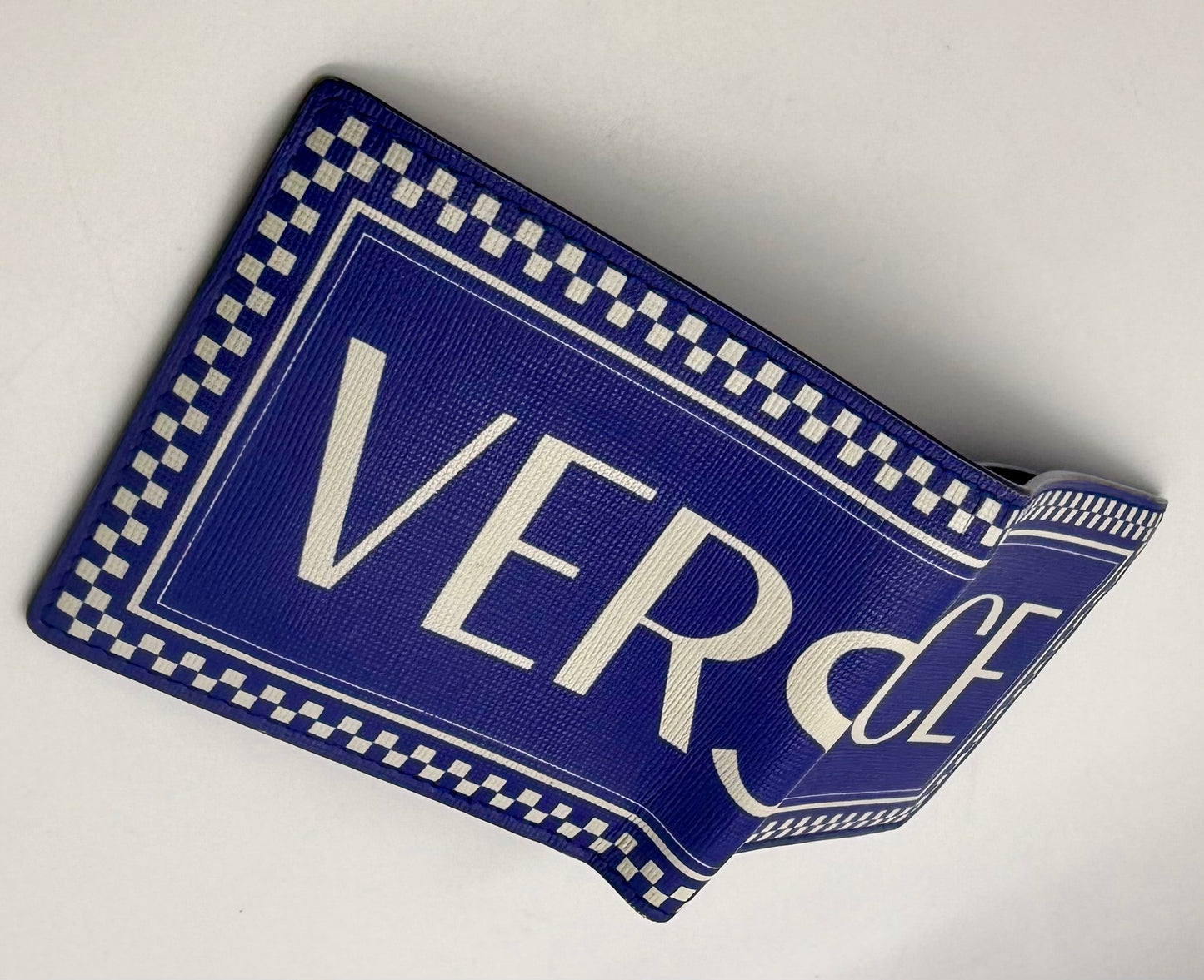 Versace Blue & White Logo Bifold Wallet-Made in Italy-Authentic