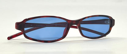 Gucci Oval Burgundy Sunglasses-New Solid Blue Second Chance Customs Lenses-Unworn