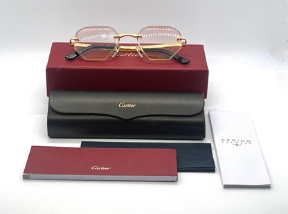Cartier Santos CT0407O Gold Titanium-New Custom Transitions Sunglasses Full Kit