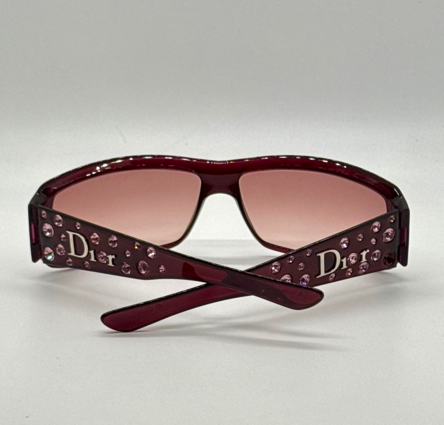 Dior Sparkling 1 Crystal Y2K Burgundy-Vintage Sunglasses-NOS/Unworn-Italy