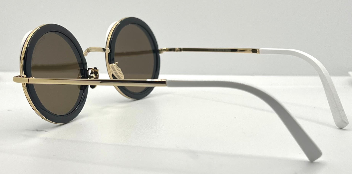 Cutler and Gross 1277 Round Sunglasses Gold/Black/White-New/Unworn-Full Kit-44mm