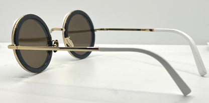Cutler and Gross 1277 Round Sunglasses Gold/Black/White-New/Unworn-Full Kit-44mm