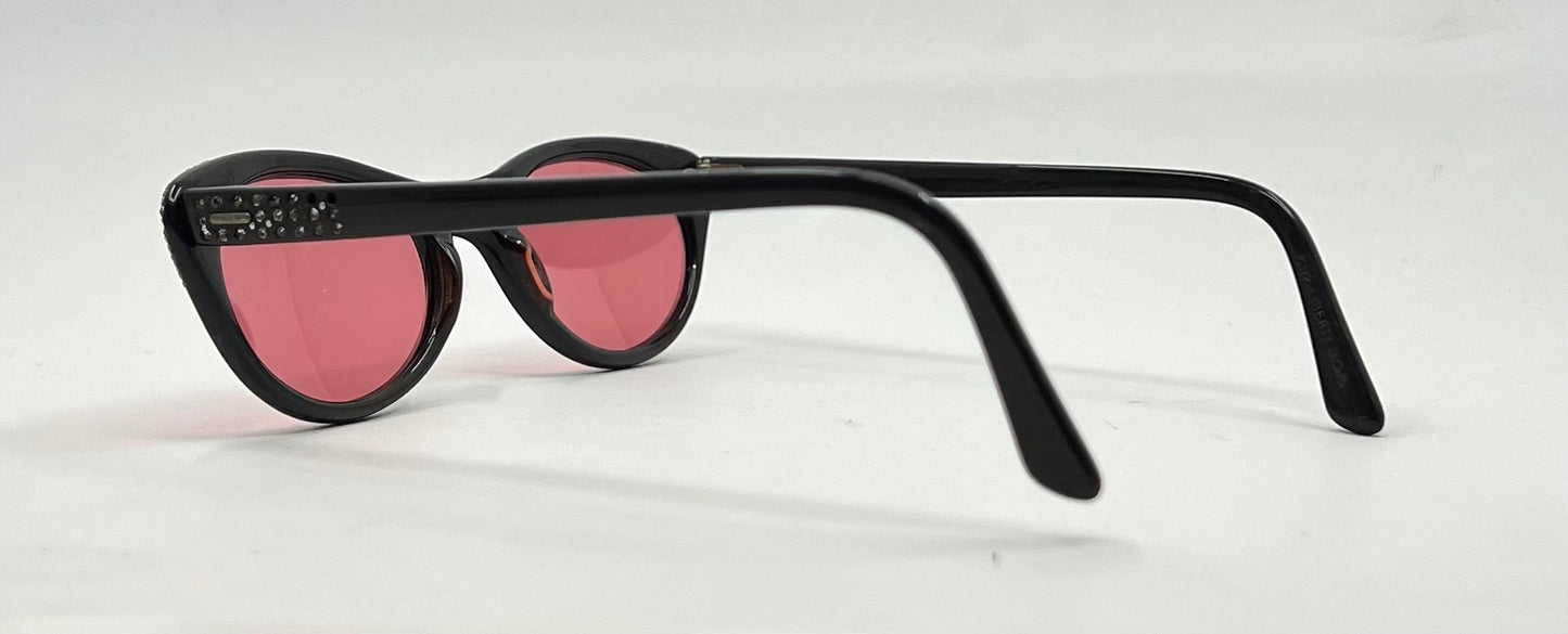 LIBERTY USA Vintage Cat Eye Sunglasses-New Rose Tinted Custom Lenses 1950s