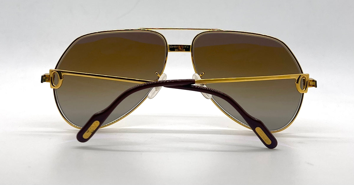 Cartier Vendome Laque Bordeaux 22K Gold-VINTAGE-New Custom Polarized Lenses
