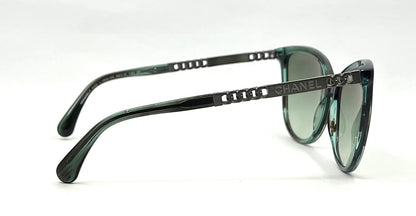 CHANEL 5352-Green Cat Eye VINTAGE Sunglasses-UNWORN-Italy-59mm