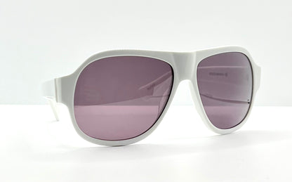 Kala Eyewear “Player” – White Acetate Frame – Dark Plum Lenses – Handmade in the USA