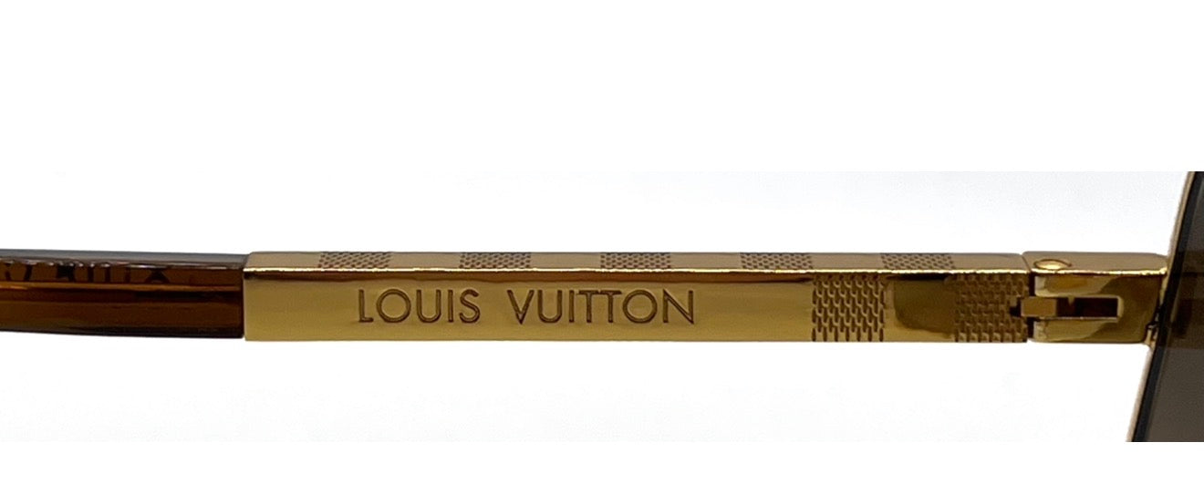 Louis Vuitton Z0259U Attitude Damier Gold Pilot Sunglasses Full Kit 59mm