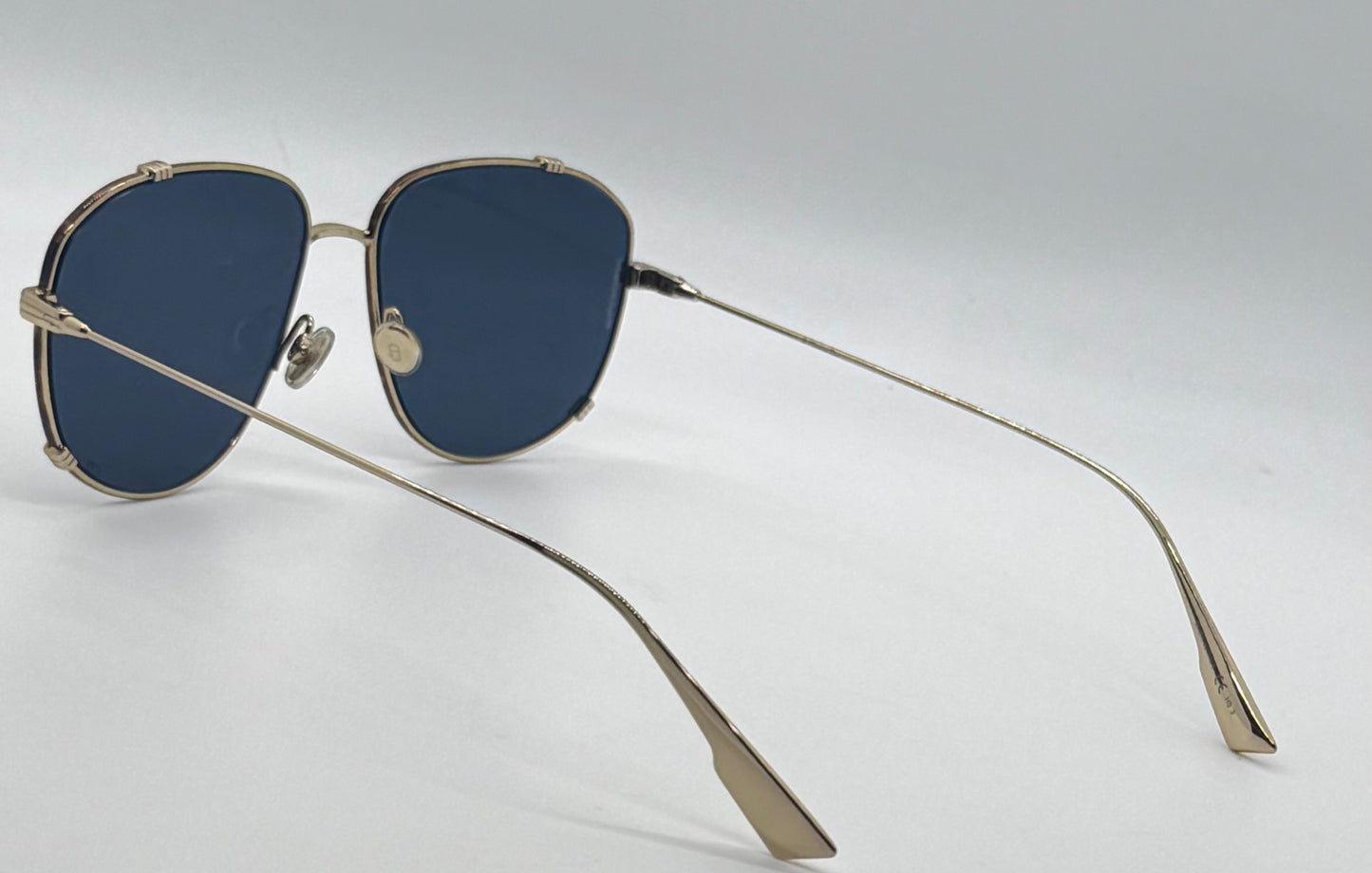 Dior 2VK49-VINTAGE Gold Metal Sunglasses-Blue Lenses 58-15-145 Unworn-Full Kit