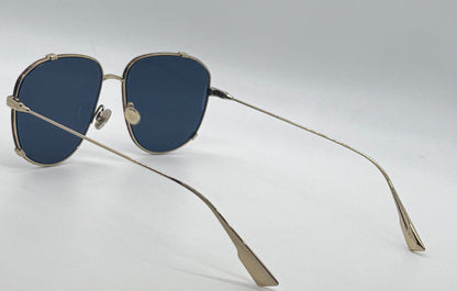 Dior 2VK49-VINTAGE Gold Metal Sunglasses-Blue Lenses 58-15-145 Unworn-Full Kit