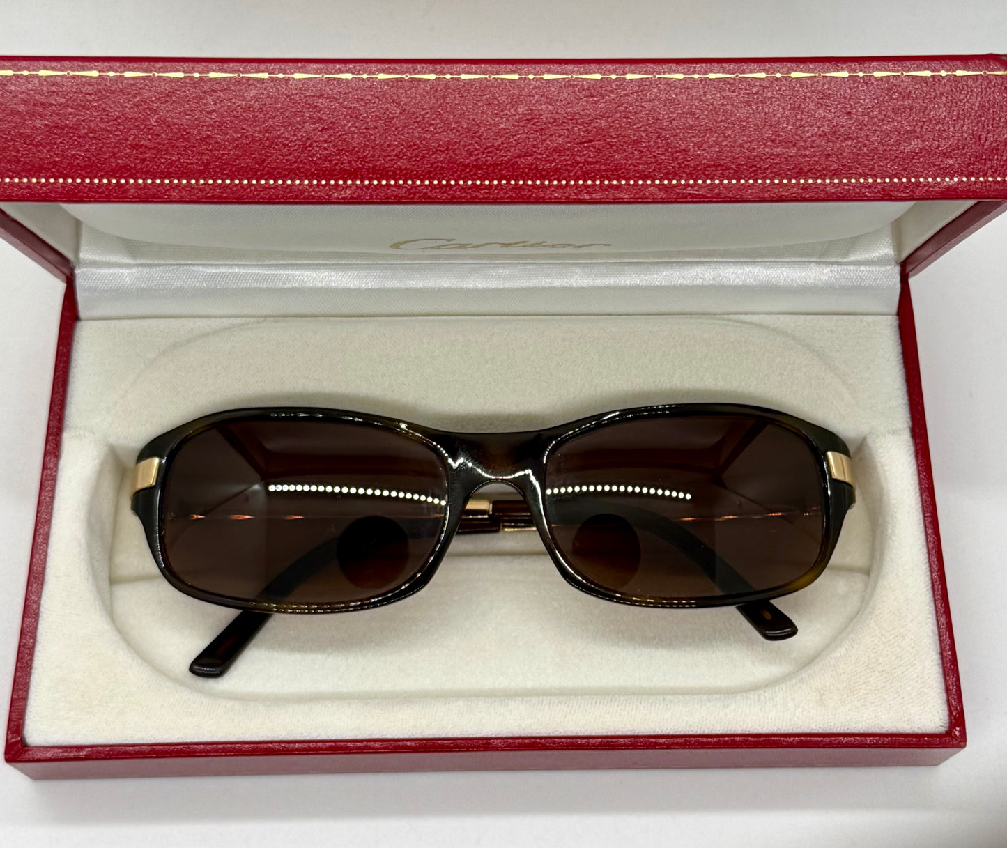 Cartier Paris Vintage France Tortoise Sunglasses NOS Box Zeiss Polarized Gold