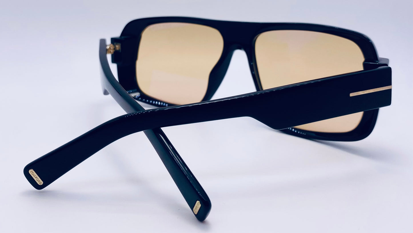 Brand New Tom Ford “TURNER” Sunglasses-Glossy Black Frame-Yellow Photochromic Lenses