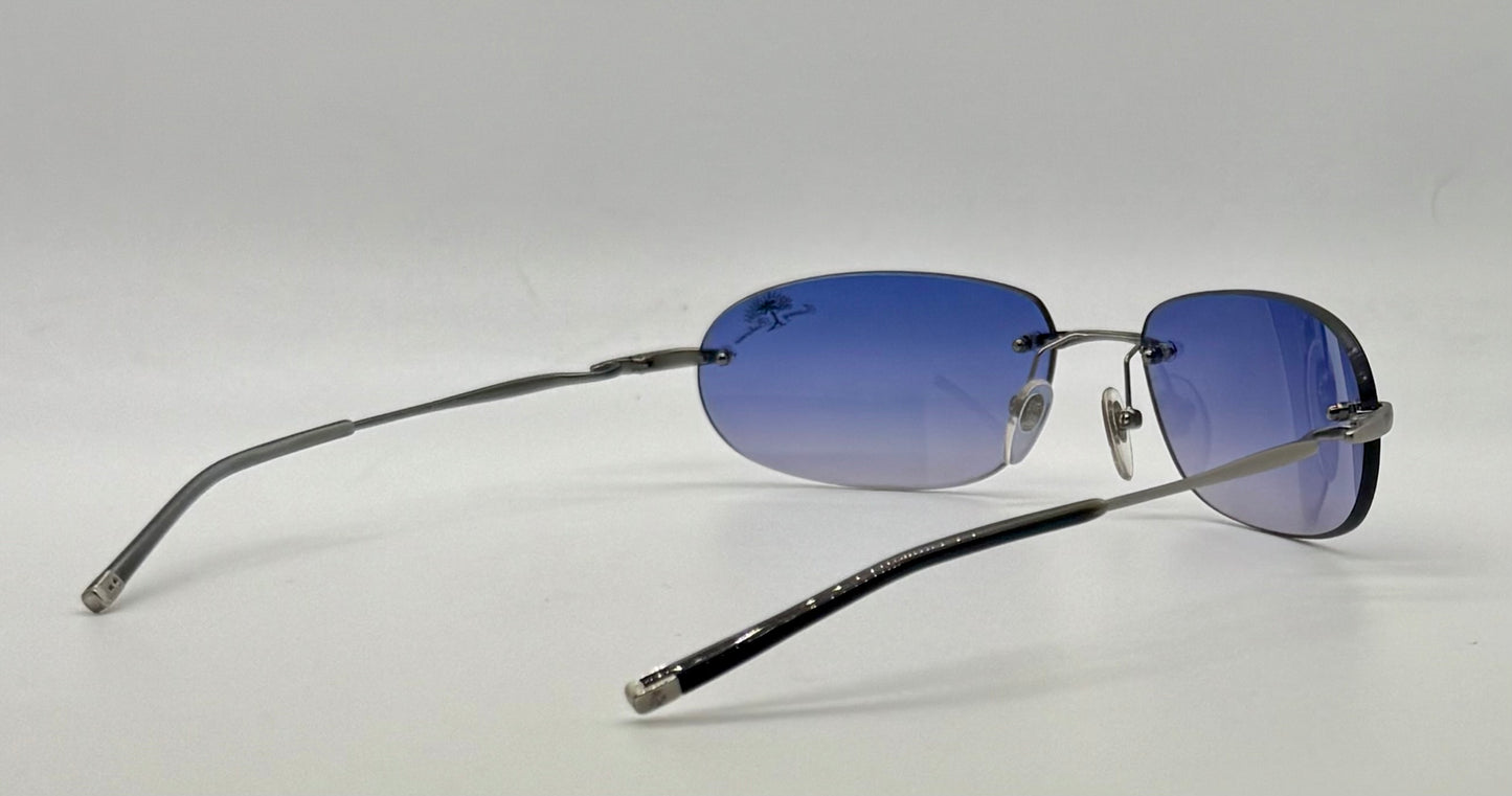 Tommy Bahama TB7/SA Sunglasses Rimless Shield Matte Silver Purple Y2K Deadstock