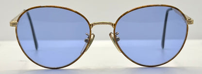SEMESTER BLOND 081 Japan VINTAGE Sunglasses-Gold Frame w/New, Blue Custom Lenses