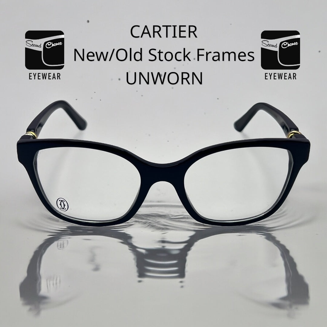 CARTIER PARIS Black Acetate Frames-UNWORN New/Old Stock-Factory Lenses-RX Ready