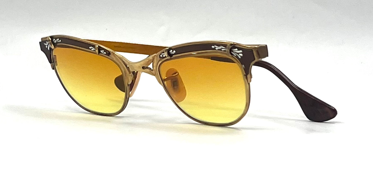 Gaspari 12K Gold Filled Browline Vintage Sunglasses-New Custom Lenses