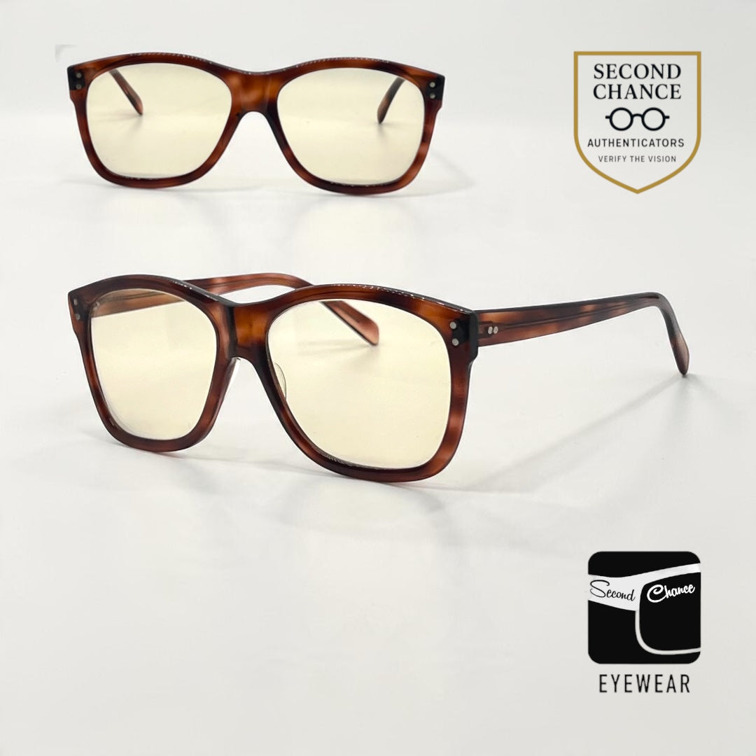 American Optical Vintage Tortoise Square Sunglasses-New Custom Yellow Lenses