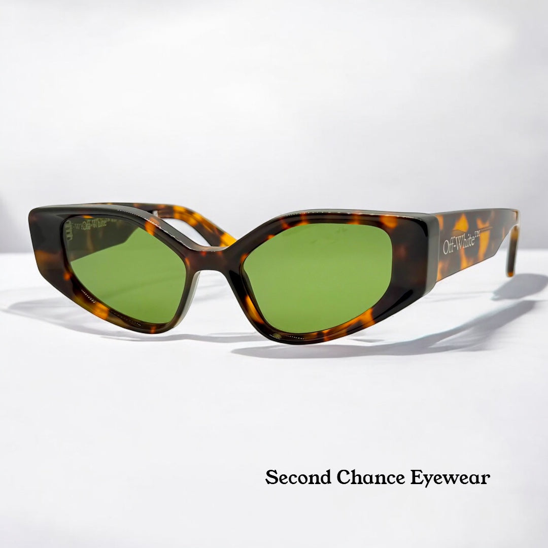 Brand New Off-White™ OERI063 6055 Sunglasses – Tortoise Frame with Green Lenses