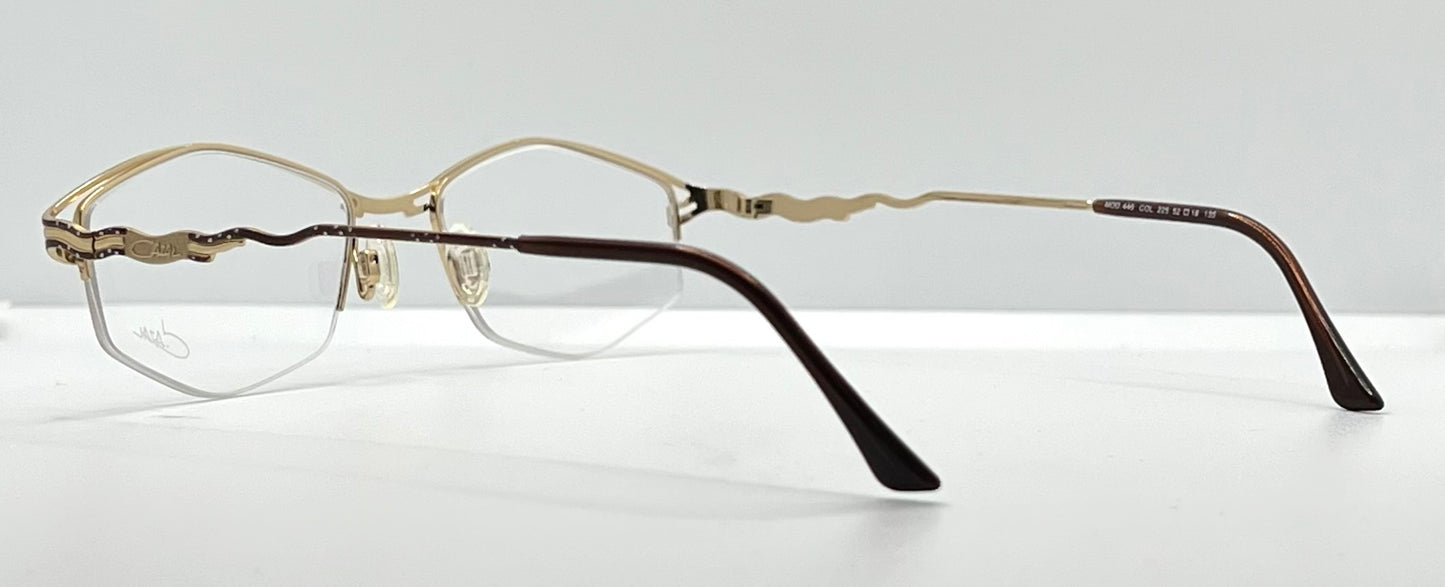 CAZAL 446 COL. 225 Vintage Eyeglass Frame-Made in Germany-Gold & Bronze Wire Semi-Rimless