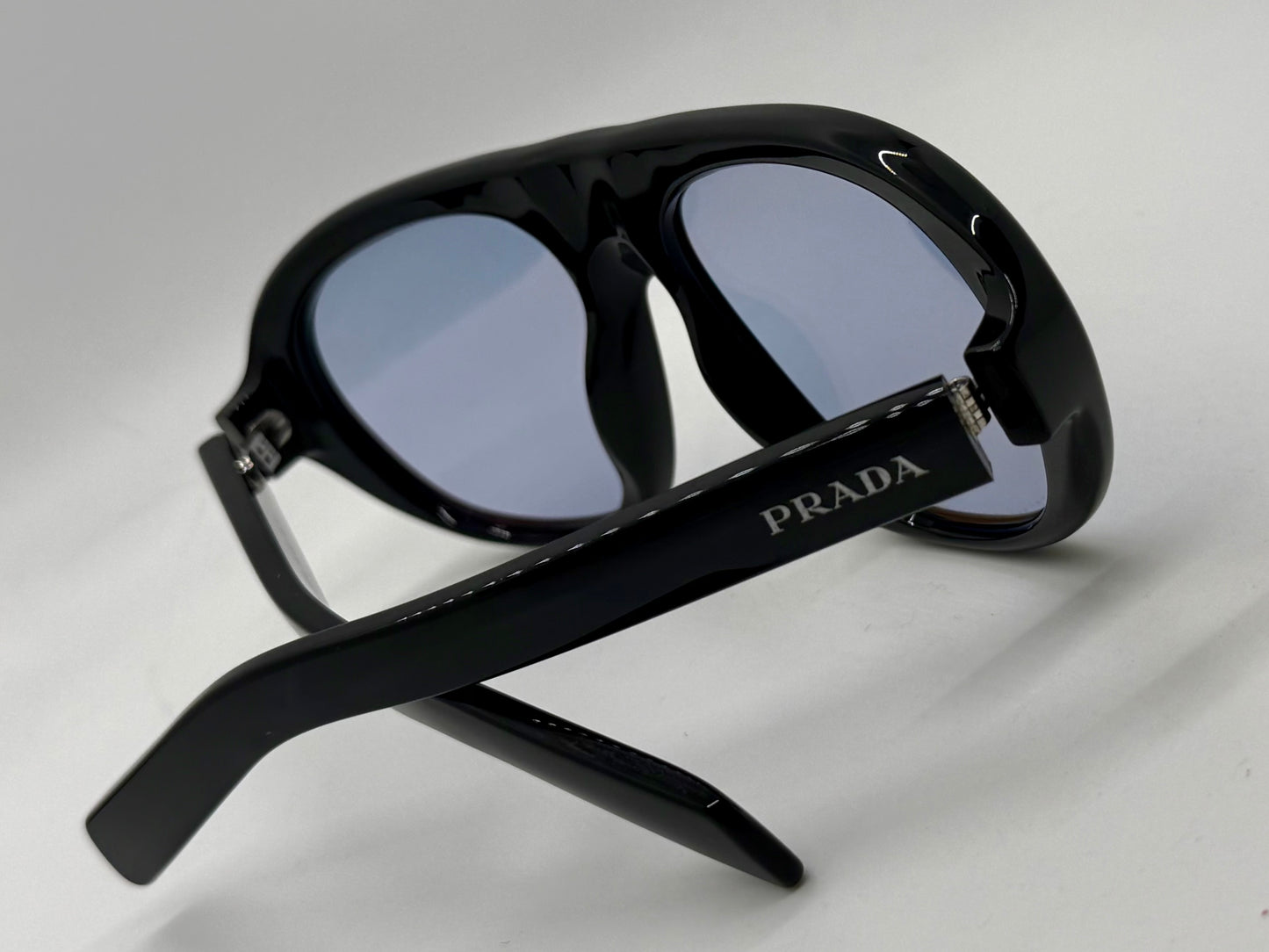 Prada SPR C05 Oversized Shield Sunglasses Black Unworn Full Kit Italy