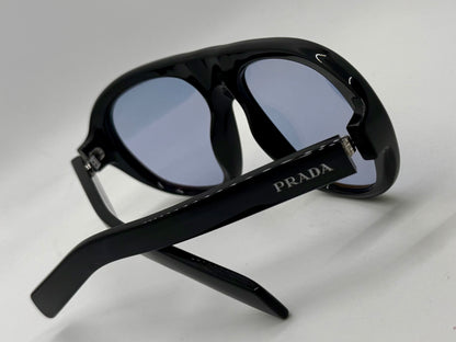 Prada SPR C05 Oversized Shield Sunglasses Black Unworn Full Kit Italy