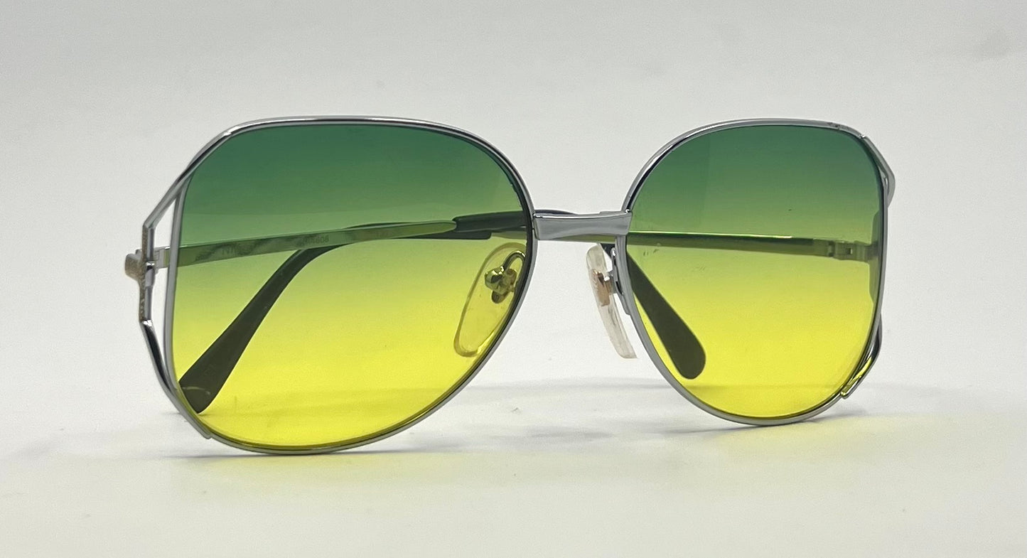 Vintage Nikon NK4608 Japan Aviator Sunglasse-New Green/Yellow Gradient Lenses