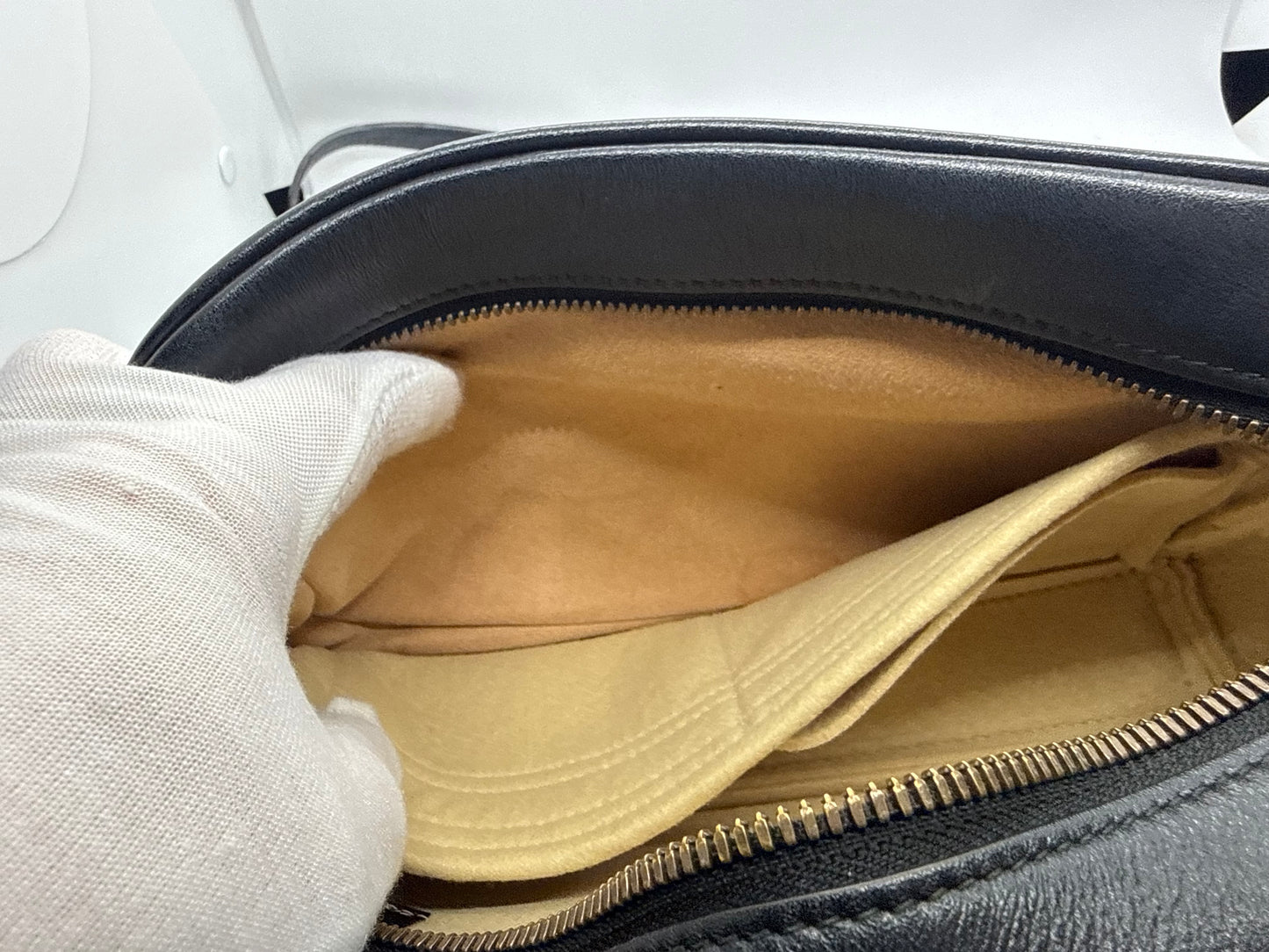 Gucci GG Marmont Small Camera Bag-Black Leather- Chevron Gold