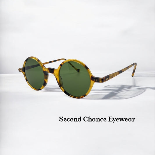 Vintage 1950s Era-Blond Tortoise Rounds-New/Deadstock Sunglasses-France