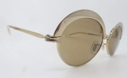 Vintage 60s Gold/Metal Sunglasses-Made In France-Amazing Condition-Unique & Cool