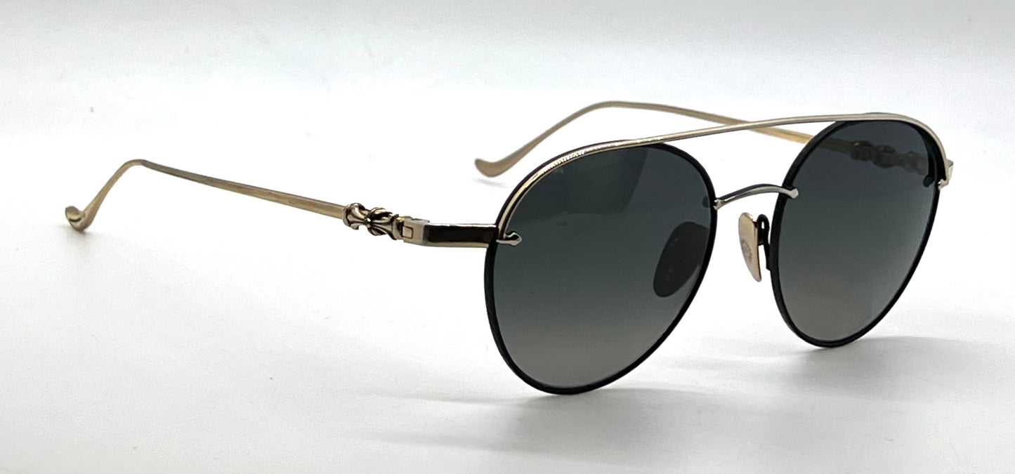 Chrome Hearts Bubba-A Black Gold Titanium ZEISS Aviator Sunglasses Case Cloth Japan