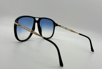 Vintage Playboy 4627 90 Sunglasses - Black & Gold - Blue Gradient Lenses-Austria