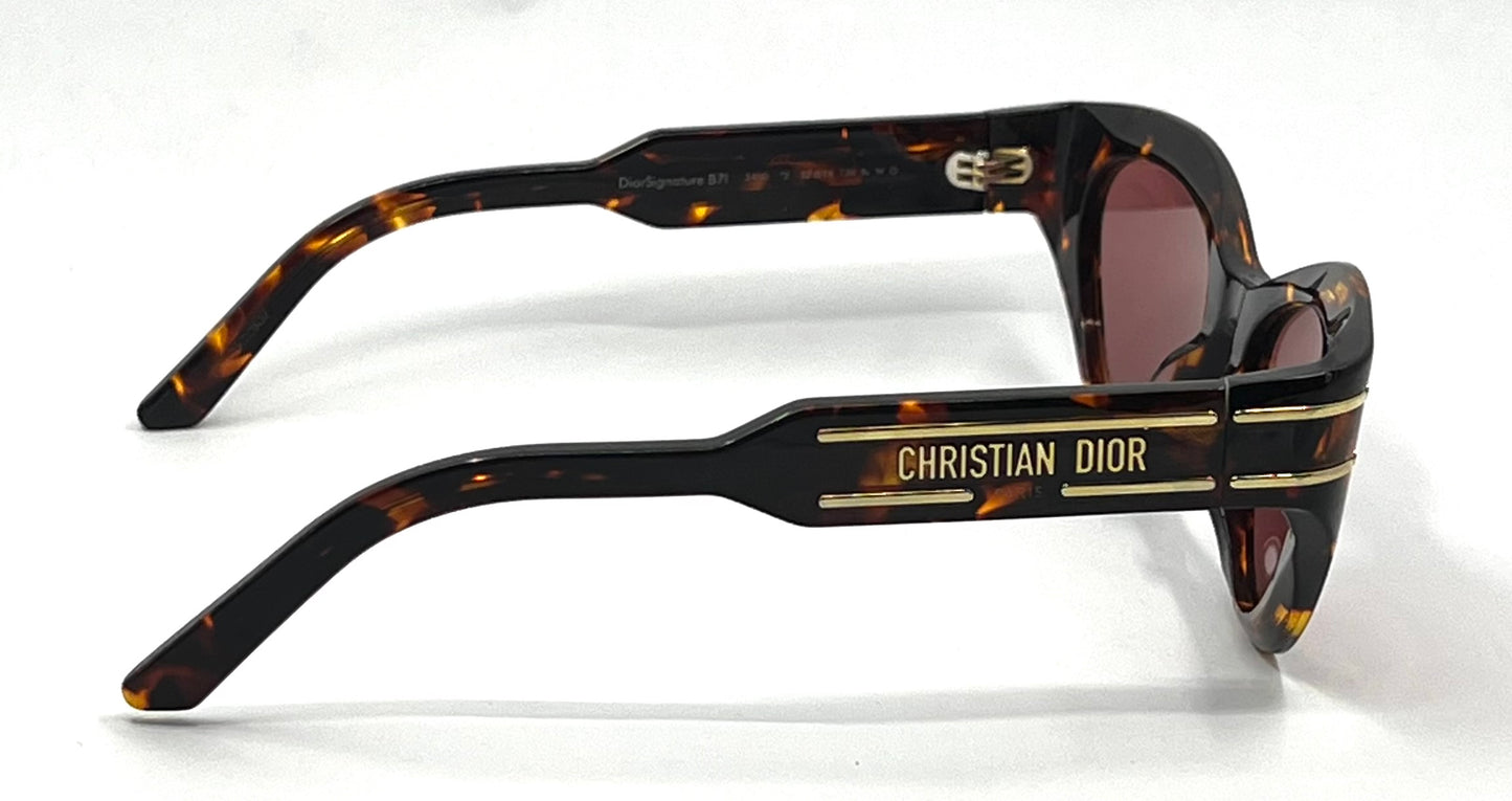 Christian Dior Dior Signature B7I Havana Tortoise Cat Eye Sunglasses Italy