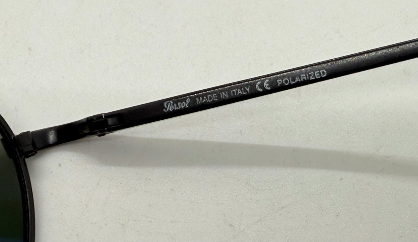 PERSOL 2256-S 594/58 Vintage Black Aviators w/ Polarized Lenses-Deadstock
