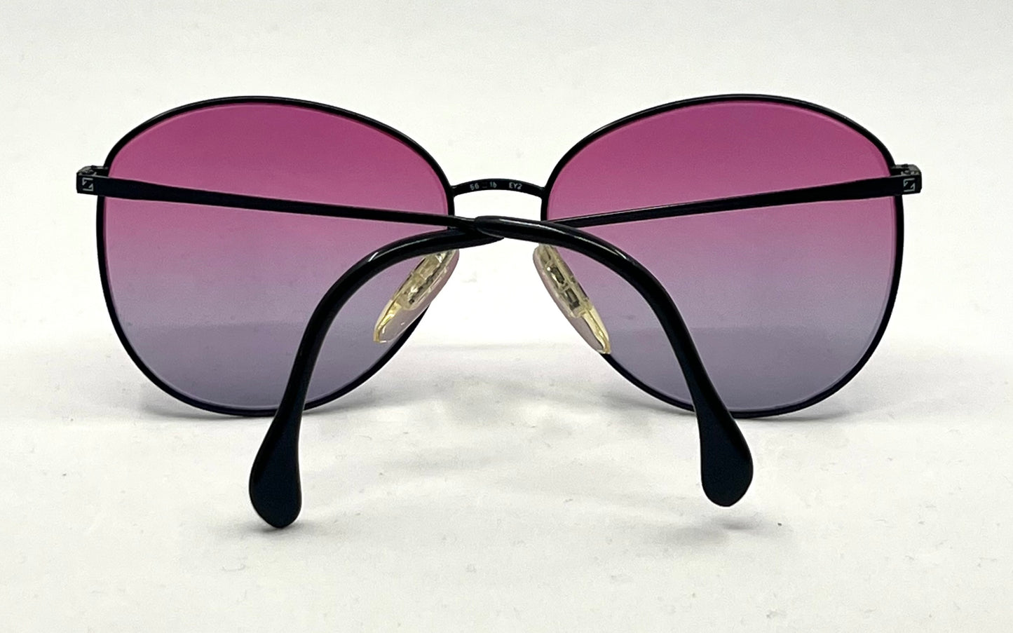 Zeiss Round Black Metal Vintage Sunglasses w/New Purple Fade Custom Lenses-56mm
