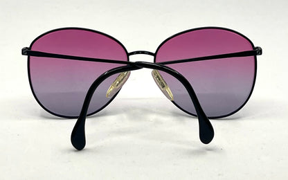 Zeiss Round Black Metal Vintage Sunglasses w/New Purple Fade Custom Lenses-56mm