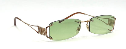 Versace MOD 1080-B Rimless Vintage Sunglasses-New Green Tinted Custom Lenses