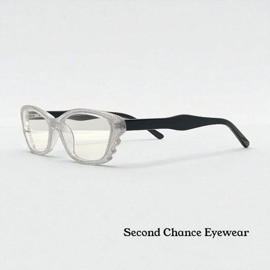 Menizzi MA3026 COL.01 Eyeglasses – Clear Textured / Black Temples – 50mm
