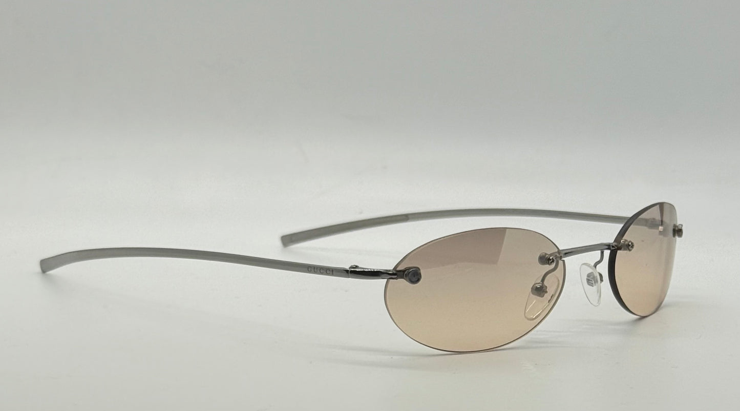 Gucci Gg1714|S 6Lb6P Rimless Oval Sunglasses 51-19-135 Deadstock Y2K Vintage
